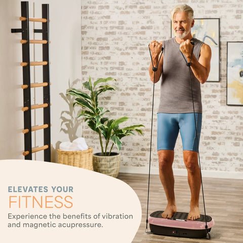 Man exercising on HexaPlate Lite Vibration Plate For Full Body Toning And Recovery With Lymphatic Drainage Compact Vibe Platform