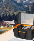 Camping Gear Organizer Set With Three Packing Cubes And One Mesh Pocket In A Handy Carrying Bag, 45L on campsite background