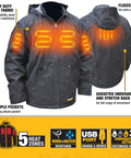 Unisex Heated Heavy Duty Work Coat Without Battery Black Large Built For Cold Weather Water And Wind Resistant Duck Fabric