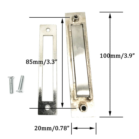 Invisible Cabinet Handles Pack Of 2 Hidden Concealed Tatami Handles Zinc Alloy With 180 Degree Rotation dimensions shown