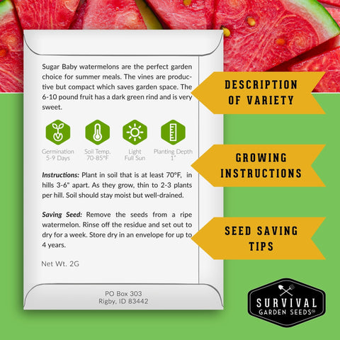 Seed packet details for Indoors Or Outdoors Vegetable Seed Kit With 20 Heirloom Non GMO Varieties For Beginners A Great Gift For Family Gardeners Looking To Start A Real Food Victory Garden At Home.