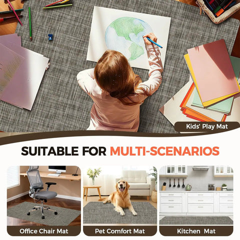 Multi-purpose mat used as office chair mat, pet comfort mat, and kitchen mat, suitable for various scenarios.