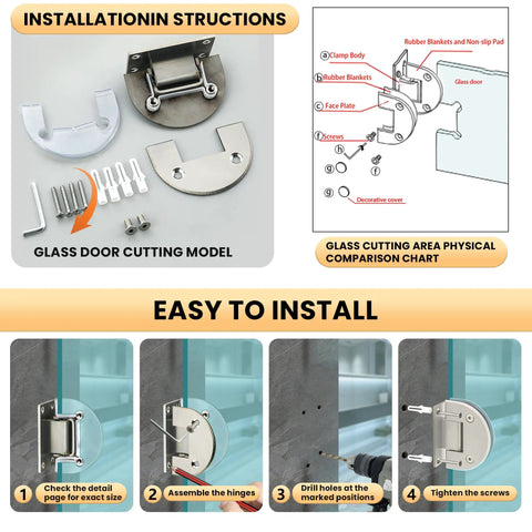 Brushed Nickel 90 Degree Glass Shower Door Hinge In SUS304 Stainless Steel Built To Last Rustproof And Corrosion Resistant Installation Guide