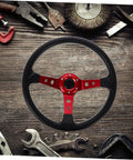 Universal 14 Inch 350mm PU Steering Wheel For Racing Sim Rig Golf Cart And Truck Simulator Dope Concave Red Drifting Wheel
