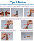 Steps showing use of Ultimate 5 In 1 Coin Counter And Sorter Tube For US Coins From Pennies To Dollars No More Separate Tubes
