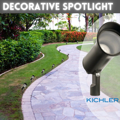 Pathway with Showscape 3W Olde Bronze MR11 LED Low Voltage Hardwired Landscape Spot Light 12V 250 Lumen Output At 3000K