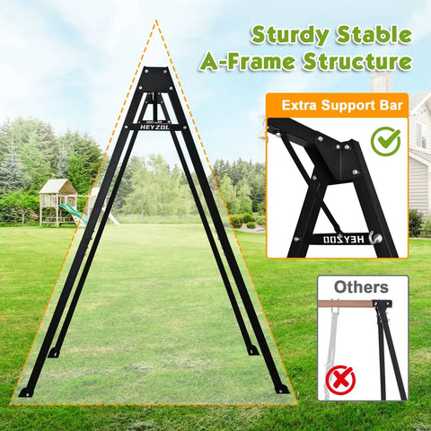 8Ft Heavy Duty Swing Stand With Extra Large Frame For Outdoor Hammocks, Tested To 880 Lbs, A-Frame structure on lawn
