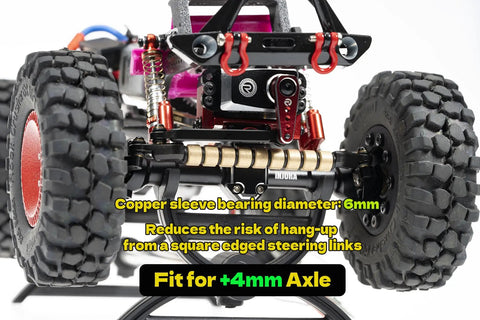 Copper Sleeve Bearing Steering Link For SCX24 And AX24, Adds 4mm Axles Each Side, Brass Ends For Heavier Front, Improves Steering Angles And Durability For RC Car Upgrade on RC crawler axle