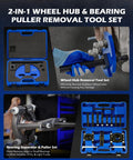 5 Ton Hydraulic Bearing Puller And Hub Removal Tool Kit 2 In 1 Gear Pulley Extractor Set with blue carrying case and tools displayed.