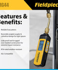 HVACR Wireless Vacuum Gauge MG44 For Quick Pro Grade Micron Readings With Reversible Angled Coupler For a Secure Seal Standalone Or Job Link App Or SMAN Manifold Screen All In One Long Range Vacuum Tool For Tight Spaces.