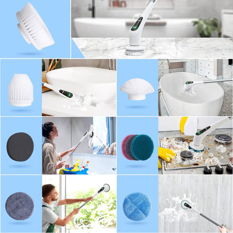 Cordless Spin Scrubber With LED Display Clean Like A Boss In No Time 350 RPM Power 9 Replaceable Heads Waterproof IPX7