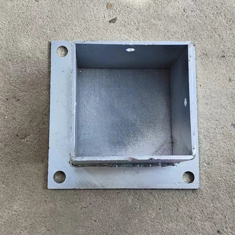 No Sweat Installation Heavy Duty Wood Post Base Brackets With Stainless Steel Railing Supports showing a square base plate for installation.