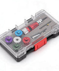 Heavy Hitter Electric Drill Wire Stripper Attachment That Snips Insulation Fast On 6 8 10 12 14 Awg Solid Cords in carrying case.