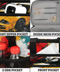 Insulated Picnic Backpack Lunch Bag with front and side pockets, 12x9x10 inch interior, Retro Car Style