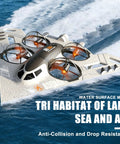Triple Threat RC Drone For Land Sea And Air With 360 Flip And Three Driving Modes Collision Protection Foam Toy in water mode