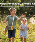 Children using Wooden Bug Catcher Kit For Kids 3 To 8 Ten Piece Durable Outdoor Explorer Set With Magnifying Glass Butterfly Net