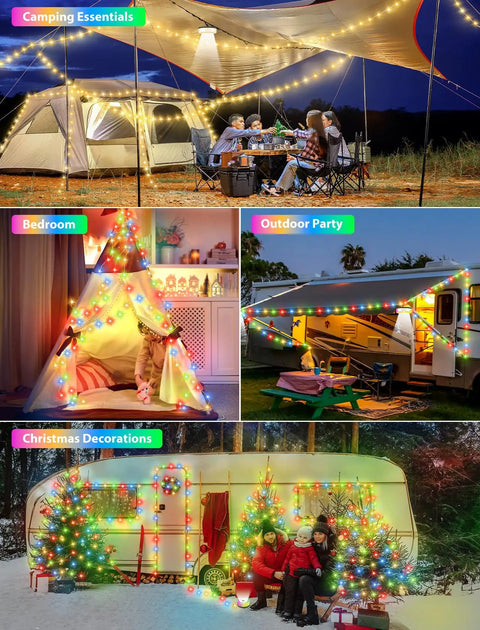 4 In 1 Camping String Light With Rechargeable Battery Thirty Two Point Eight Feet Of Hanging Waterproof Portable LED Lamp for various uses