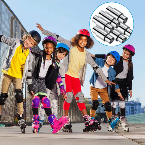 Kids skating with inline skates featuring 16 Piece Inline Skate Spacers Aluminum Axle Spacers for 6mm Axles Inline Bearings
