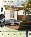 200Ft Solar String Lights Outdoor Waterproof With 72 LED Bulbs Plus 2 Spares, Remote And USB Port, garden setup