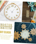 Self Adhesive Gold Clock Numerals Kit with Arabic and Roman Numerals for Easy DIY Wall Clock Repair displayed with sewing tools