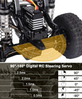 90-180° steering mechanism on 1/18 TRX4M with Waterproof 12Kg High Torque Digital Steering Servo and metal gear parts
