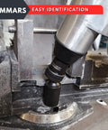 Three Eighths Inch Drive Universal Swivel Impact Socket Set Deep 6 Point Wobble Flexible Metric Ten To Nineteen Millimeter For Pros In The Shop Fits All Three Eighths Inch Ratchets And Pneumatic Tools Pro Grade Chromoly Steel. swivel impact socket in metal vise