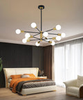 Six Light Dope Modern Sputnik Chandelier In Black Gold Finish Mid Century Ceiling Pendant Light With Adjustable Branch Height E26 Base A Dope Showpiece For Kitchen Island Dining Room Living Room Bedroom in a modern bedroom setting