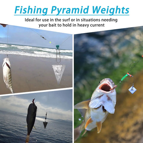 Saltwater Pyramid Sinkers For Surf And Pier Fishing Durable Triangular Weights That Hold In Sand And Strong Currents Tapered Point Design