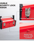 Heavy Duty 16 Inch Steel Tool Box With Aluminum Alloy Handle Double Lock Removable Tray Portable Metal Toolbox with double security lock design.