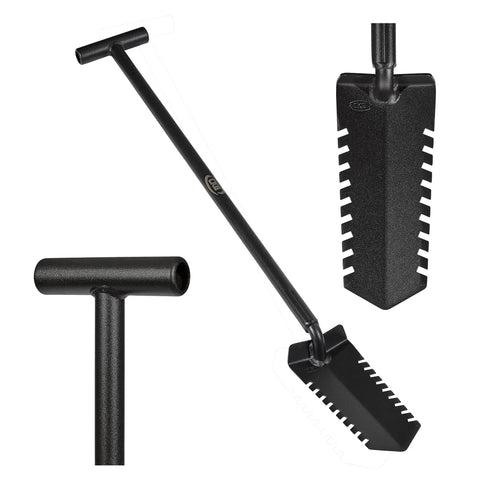 Heavy Duty Metal Detecting Shovel With Double Serrated Blade For Treasure Hunting And Root Cutting T Handle Spade Ideal For Gardening