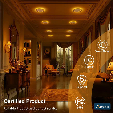 12 Pack 6 Inch 5Cct Tunable Led Recessed Can Lights Featuring Dual Ring Night Mode And Warm Amber Glow That Drops Some No Glare Illumination For No Sweat Install And Top Shelf Ambiance
