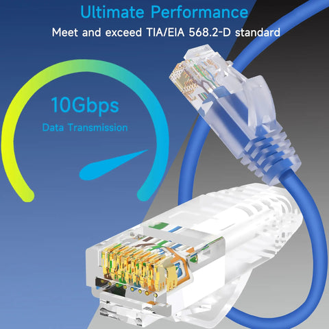 Ultra Slim Cat6a Ethernet Patch Cable 1 Ft Pack Of 24 Blue For Data Centers And Home Networks 10G Ready High Speed Patch Cables