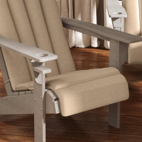 Adirondack Chair Cushion Set Of 4 With Ties 25D High Density Foam For All Day Comfort High Back Patio Cushions, beige, on outdoor chair