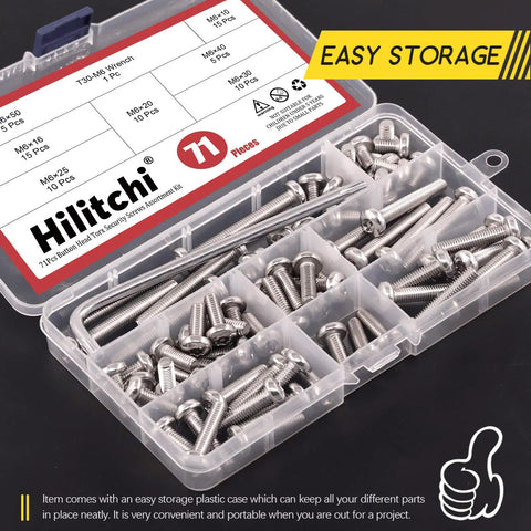 Top Shelf M6 Button Head Torx Security Screws Crafted From Badass Stainless Steel Featuring T30 Drive Bits rust resistant storage kit.