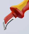 Insulated Dismantling Knife for Electricians 1000V Safe Work Tool With Fixed Hook Sickle Blade, Guide Shoe, Slip Guard Handle