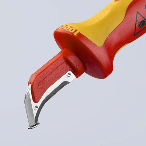 Workhorse Pro Grade 1000V Insulated Dismantling Knife With Fixed Hook Sickle Blade Guide Shoe Slip Guard Handle And Transparent Cap