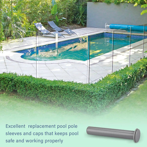 Slick And Solid 5 Pack Gray Replacement Sleeves And Caps For Pool Safety Fence Poles Universal Fit For Concrete Decks Ground Backyard Pool Security System No Sweat Installation Heavy Duty Vinyl Protection