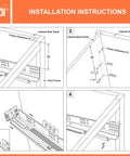 Installation instructions for Bulletproof Rear Mount Brackets For Undermount Drawer Slides, showing cabinet panel measurements and alignment.
