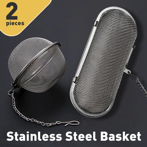 Heavy Duty Stainless Steel Cleaning Basket Two Pack Perfect For Ultrasonic Cleaner Small Parts And Jewelry, showing mesh baskets.