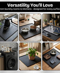 Set Of Two 25X25 Inch Washer And Dryer Top Protector Mats To Keep Your Laundry Space Straight Up Slick With Durable Nonslip Surface and Spacious Flat Shelf in various settings.