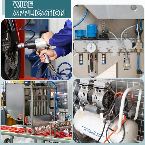 Collage of pneumatic systems using Five Pack Of Three Eighths Inch Push To Connect Pneumatic Blanking Plugs Cap Style For 10mm OD Tubing