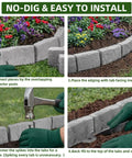 Steps to install faux stone look landscape edging border 17ft long, 2.75in tall, no dig setup with anchoring spikes, gray.