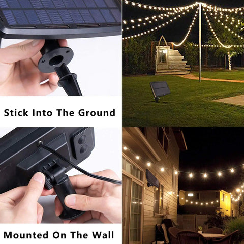 Solar String Lights Outdoor 97ft With 48 Shatterproof G40 LED Bulbs Waterproof Patio String Lights Setup and Uses