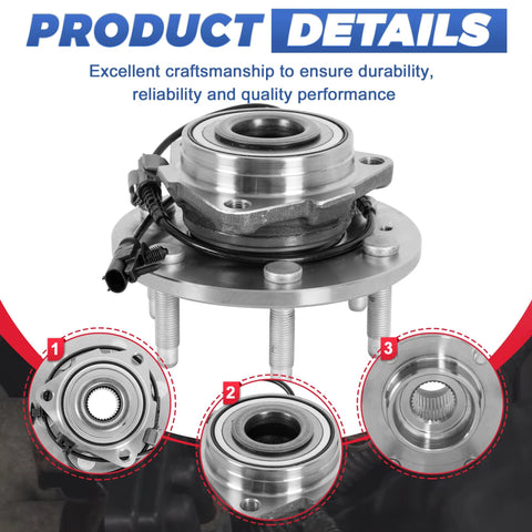 4WD Front Wheel Hub Bearing Assembly With ABS For Chevy Silverado Suburban Tahoe Avalanche Escalade GMC Yukon 1 PC OE Replacement 515096 WE60747 BR930661 25918329
