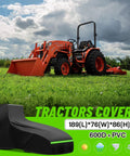Heavy Duty Universal Tractor Cover Waterproof 600D Oxford Cloth With Air Vent and Reflective Strips covering a front loader heavy equipment