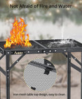 Folding Grill Table For Camping And BBQ, Aluminum Outdoor Table With Adjustable Height Up To 27.5 Inches, black mesh top