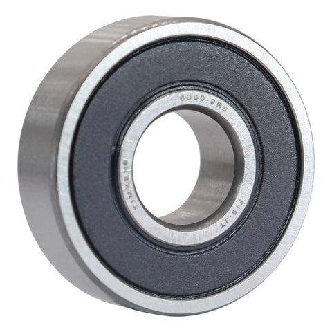 Close-up of 4 Pack 6000-2RS Double Rubber Seal Bearings 10x26x8mm with Chrome Steel Core showing double seal design.