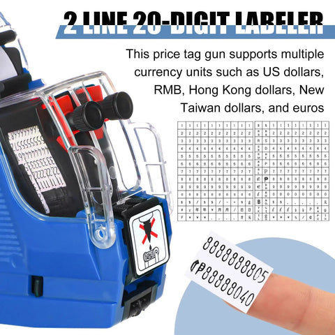 Three Set Price Gun Labeler Kit With Fifteen Thousand Blank White Labels And Three Ink Rolls Date Gun for multiple currencies