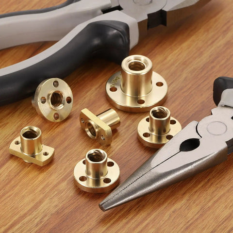 4 Pack Tr8x2 Lead Screw Brass Nuts For Dope 3D Printer Upgrades trapezoidal nuts with tools, 2mm lead, 1 start, M3 holes