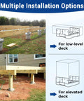Multiple installation options for 6 Pack 6x6 Post Base for Concrete Installations, true 5.5x5.5 inch wood posts, on decks